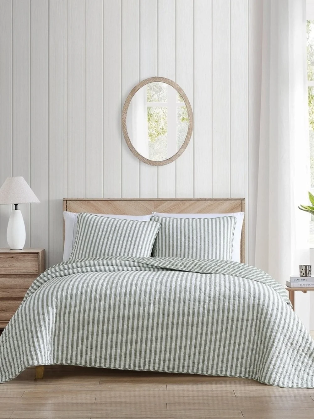 NEW King Stone Cottage Willow Way Green Quilt Set – 100% Cotton | Sealed